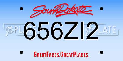 656ZI2 South Dakota License Plate