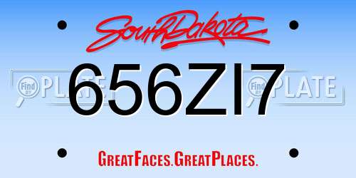 656ZI7 South Dakota License Plate