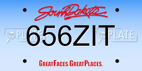 656ZIT South Dakota License Plate