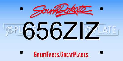 656ZIZ South Dakota License Plate