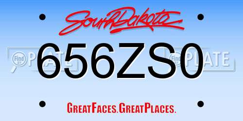 656ZS0 South Dakota License Plate