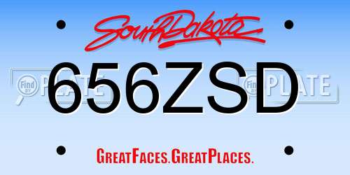 656ZSD South Dakota License Plate