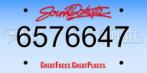 6576647 South Dakota License Plate