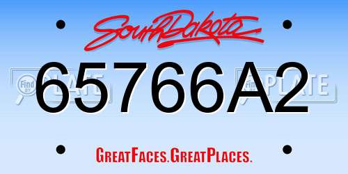 65766A2 South Dakota License Plate