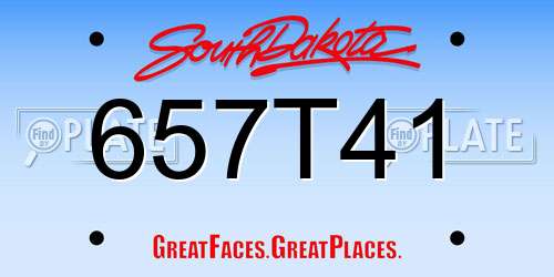 657T41 South Dakota License Plate