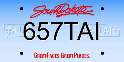657TAI South Dakota License Plate