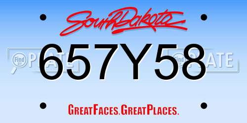 657Y58 South Dakota License Plate