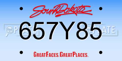 657Y85 South Dakota License Plate