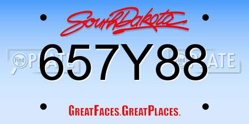 657Y88 South Dakota License Plate