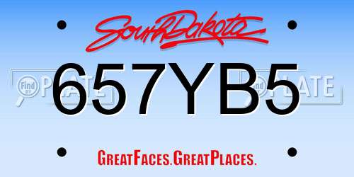657YB5 South Dakota License Plate
