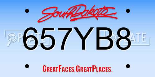 657YB8 South Dakota License Plate
