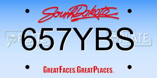 657YBS South Dakota License Plate