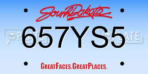 657YS5 South Dakota License Plate