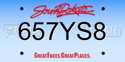 657YS8 South Dakota License Plate