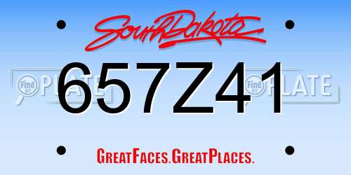 657Z41 South Dakota License Plate