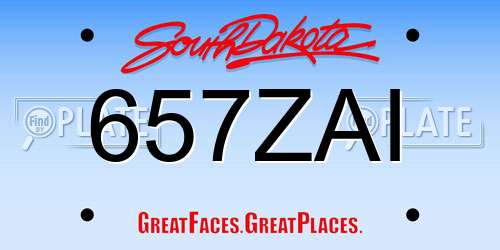 657ZAI South Dakota License Plate
