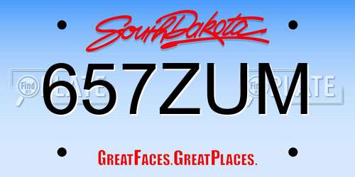 657ZUM South Dakota License Plate