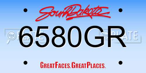 6580GR South Dakota License Plate