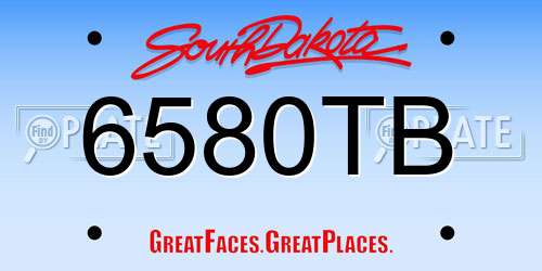 6580TB South Dakota License Plate