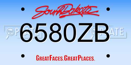 6580ZB South Dakota License Plate