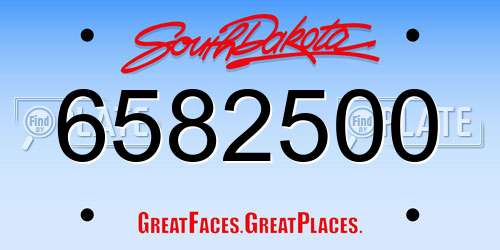 6582500 South Dakota License Plate