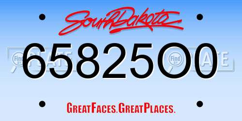 65825O0 South Dakota License Plate