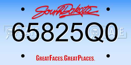 65825Q0 South Dakota License Plate