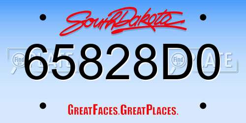65828D0 South Dakota License Plate