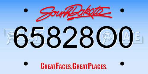 65828O0 South Dakota License Plate