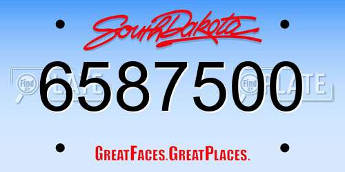 6587500 South Dakota License Plate