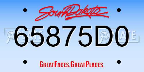 65875D0 South Dakota License Plate