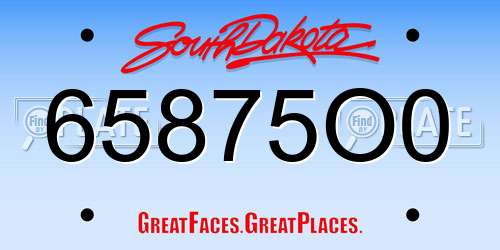 65875O0 South Dakota License Plate