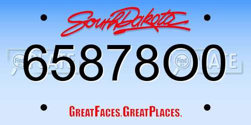 65878O0 South Dakota License Plate