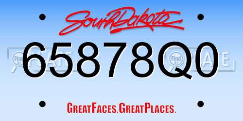 65878Q0 South Dakota License Plate