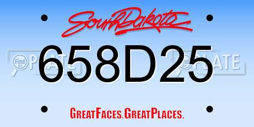 658D25 South Dakota License Plate