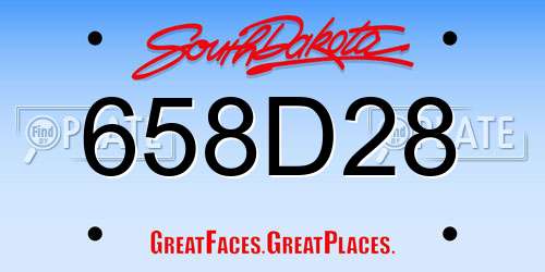 658D28 South Dakota License Plate