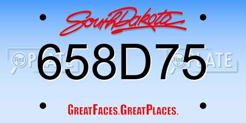 658D75 South Dakota License Plate