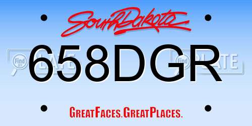 658DGR South Dakota License Plate