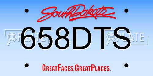 658DTS South Dakota License Plate