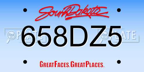 658DZ5 South Dakota License Plate