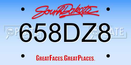 658DZ8 South Dakota License Plate