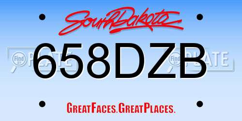 658DZB South Dakota License Plate