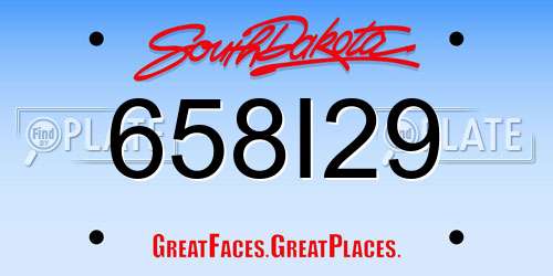 658I29 South Dakota License Plate