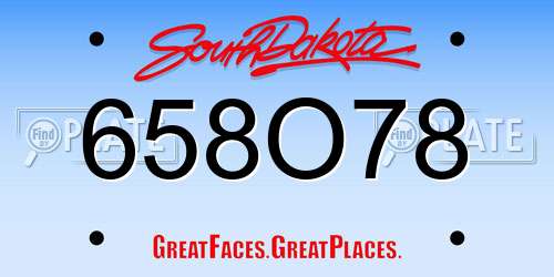 658O78 South Dakota License Plate