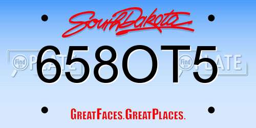 658OT5 South Dakota License Plate