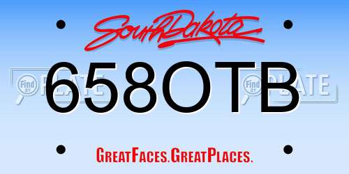 658OTB South Dakota License Plate