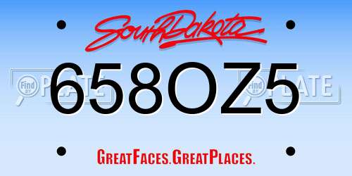 658OZ5 South Dakota License Plate