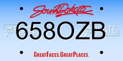 658OZB South Dakota License Plate