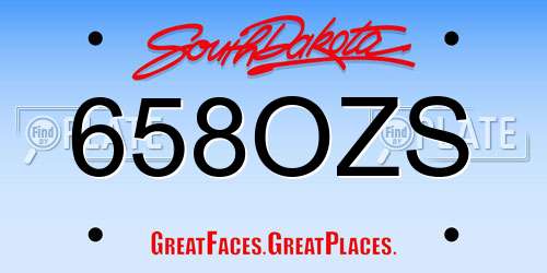 658OZS South Dakota License Plate