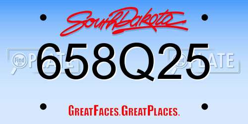 658Q25 South Dakota License Plate